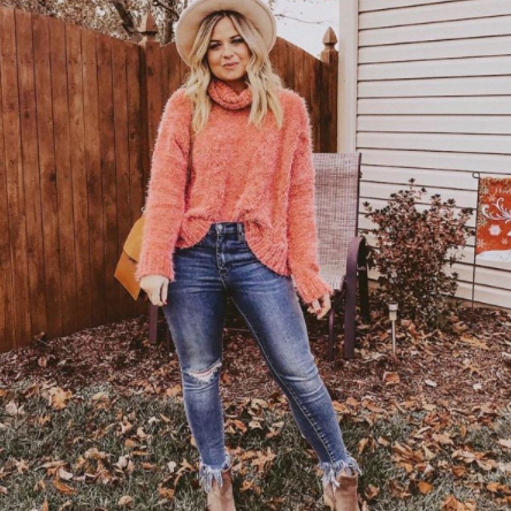 Jack by BB Dakota Pink Chenille Turtleneck Sweater